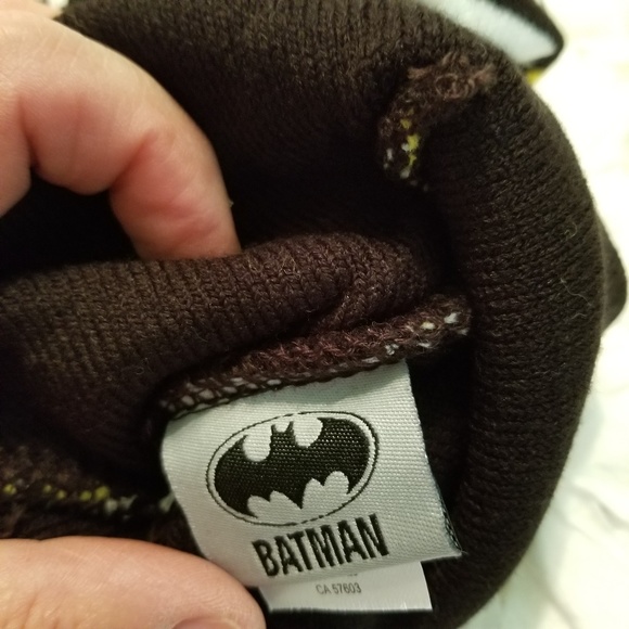 Batman Black, Yellow and White Winter Baby Hat. - Picture 4 of 4